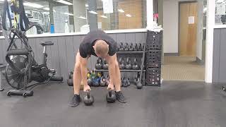Double Kettlebell Pendlay Row (KBs inside the legs)