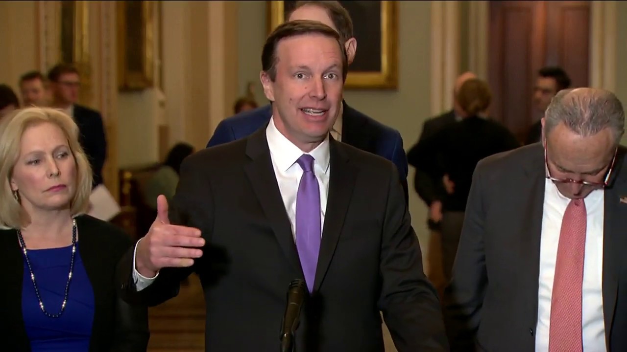 Murphy Speaks during Senate Stakeout on Coronavirus