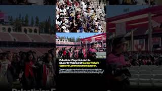 Palestinian Flags Unfurled As Students Walk Out Of Sundar Pichai's Stanford Commencement Speech.