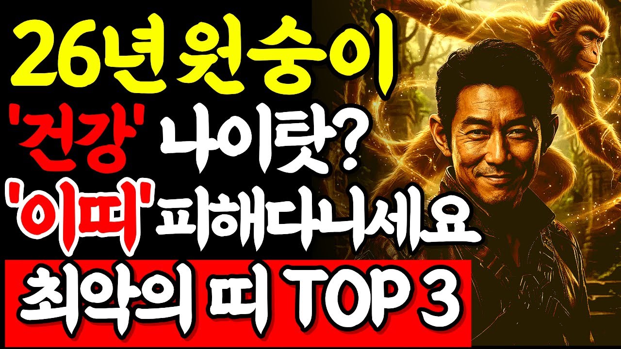 2026년 원숭이띠 운세 | 나이탓 그만하세요? 아픈게 아니라 하늘이 보내는 대박 신호입니다 '이띠'만 엮이지 마세요 (60·72·84·96년생 필독)