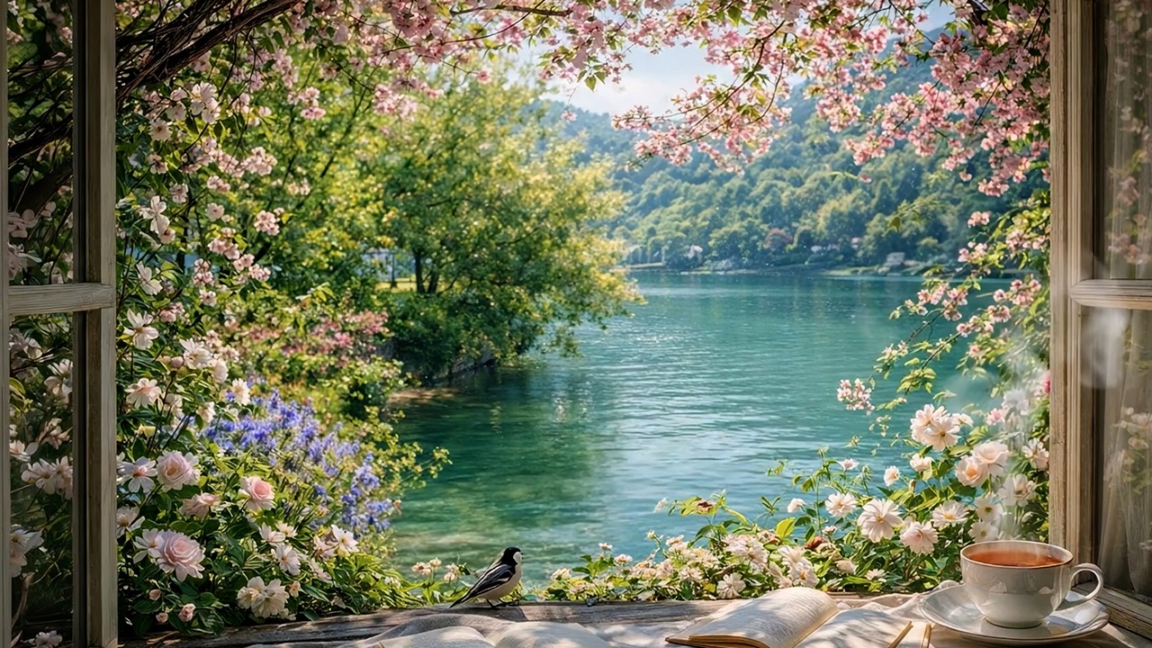 Cozy Window View by the Lake 🌿 Spring Birds & Calm Nature Ambience (No Music)