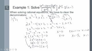 Lesson 7-3-1 Rational Expressions and functions: Solving Rational Equations