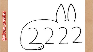 How To Draw Rabbit With 2222 Number | Rabbit Drawing Step By Step