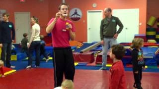 The Little Gym Open House: Sam blowing bubbles!
