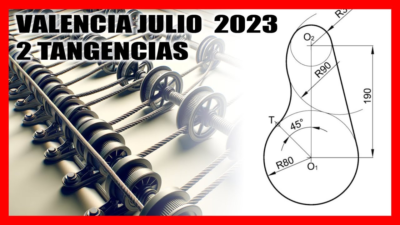 Ej 4 TANGENCIAS 🚀​​​     PAU Valencia julio 2023  🛎️ Examen SELECTIVIDAD dibujo técnico resuelto