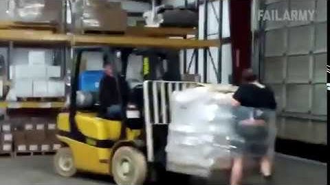 forklift and shrink wrap stunt