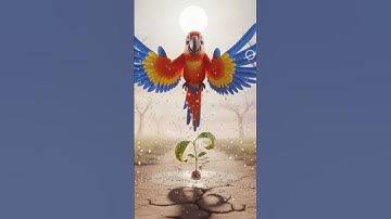 The parrot saved the pomegranate tree from drying up by watering🥰🦜