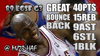 Michael Jordan Highlights 1989 ECSF Game 3 vs Knicks - 40pts, GREAT BOUNCE BACK!