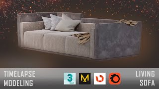 3ds max timelapse modeling Living sofa