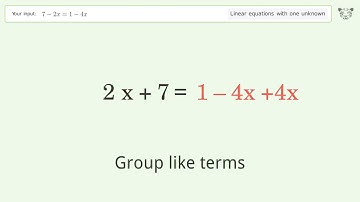 Solve 7-2x=1-4x: Linear Equation Video Solution | Tiger Algebra