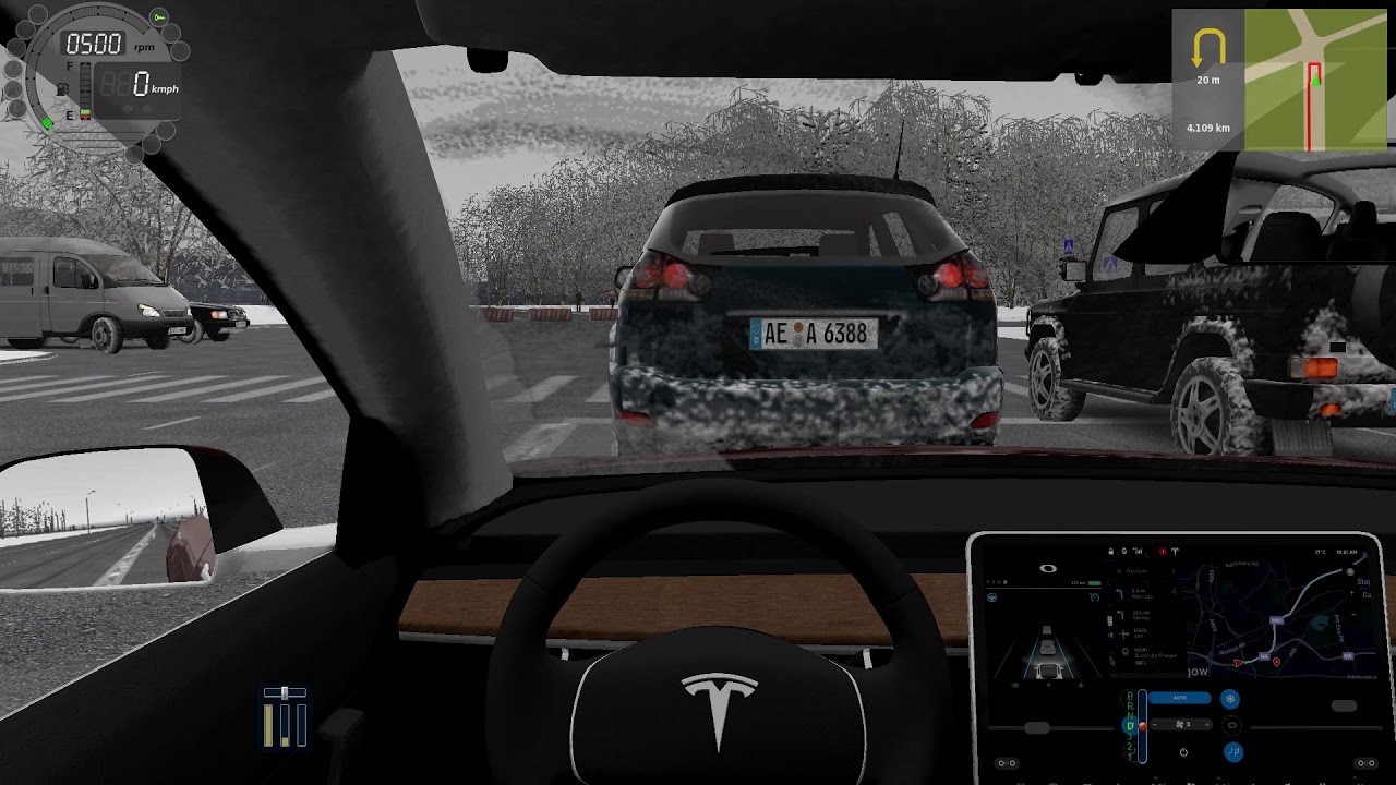 Tesla city car driving