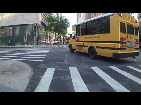 Manhattan Star Academy Bus Runs Red Light Nearly Hitting Cyclist