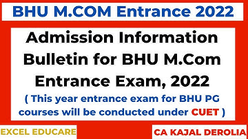 BHU M.com Entrance 2022 | BHU M.com Admission 2022  | CUET (PG) 2022 |
