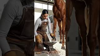 Clean hooves using a hoof pick to remove dirt, stones,#hoovescare #horsecare #hoofcare#viralvideo