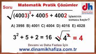 Pratik Yöntemlerle KPSS TYT ALES DGS Soru Çözümleri www.dinamikhafiza.com.tr