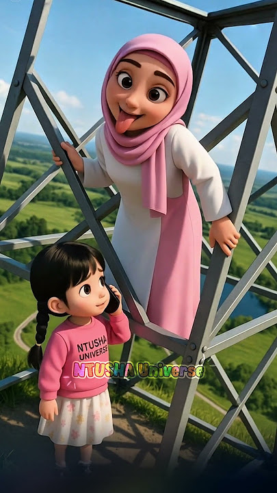 mama Ntusha manjat tower 🤣 #animasi #lucu #comedy #animasulucu #funny #animation #cat