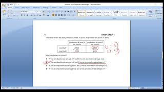 CAIE  AS   MCQ Solution [ Absolute and Comparative advantage part -2]