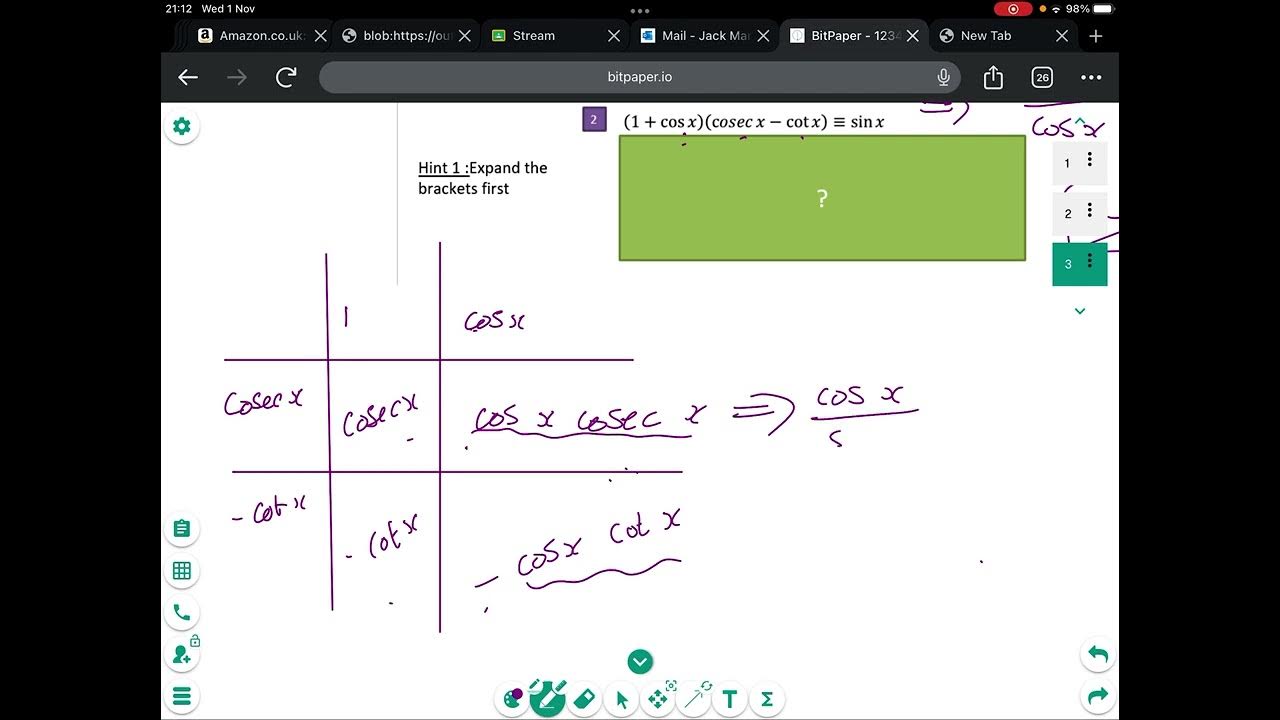6B Cont Proof Questions with Reciprocal Trig functions YouTube