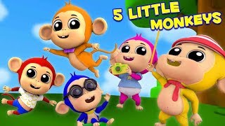 Cinque piccole scimmie | Canzoni per bambini in italiano | Canzoni popolari | Five Little Monkeys