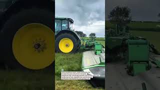 Mega Mower in Action: High-Speed Hay Harvesting! #FarmTech #HayMaking #JohnDeere