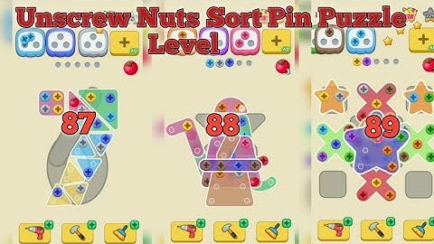 Unscrew Nuts Sort Pin Puzzle Game Play Level 87-88-89 Completely #gaming #puzzle
