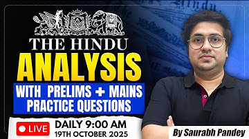19th October  2025 | The Hindu Editorial & News Analysis | Daily Current Affairs | Saurabh Pandey
