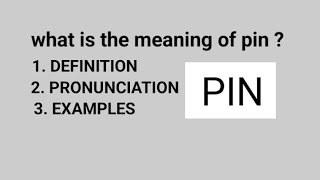 What is the meaning of pin ? What is the definition of pin?