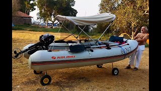 Practical test of the front wheel of an inflatable boat  Передние колеса для надувной лодки. Тест