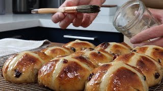 Hands-Free Overnight Sourdough Hot Cross Buns (No Folding or Laminating)