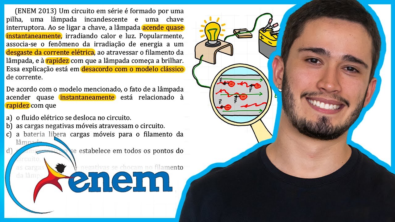 ENEM 2013 - Um circuito em série é formado por uma pilha, uma lâmpada incandescente e uma chave inte