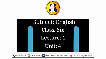 4th Unit 1st Lecture Class 6 English-AFAQ