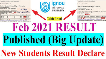 IGNOU FEB 2021 EXAM RESULT New Students Result  Declare (With Proof ) | RESULT 3rd Update Published
