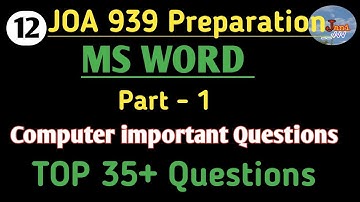 MS Word important Questions// Joa 939 preparation, Joa it Exam , MS WORD Questions, Jani Talks