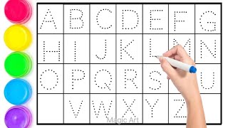 ABC, Alphabet song, ABCD, A to Z, Kids rhymes, writing along dotted lines for toddler