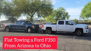 Flat Towing a Ford F350 with a Blackhawk 2 Tow Bar from Arizona to Ohio 4192023