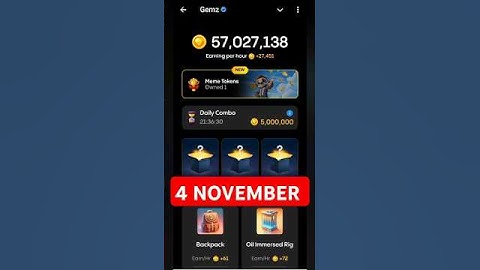 Gemz Daily Combo Today 4 November Daily Combo Today #gemz #combo #airdrop