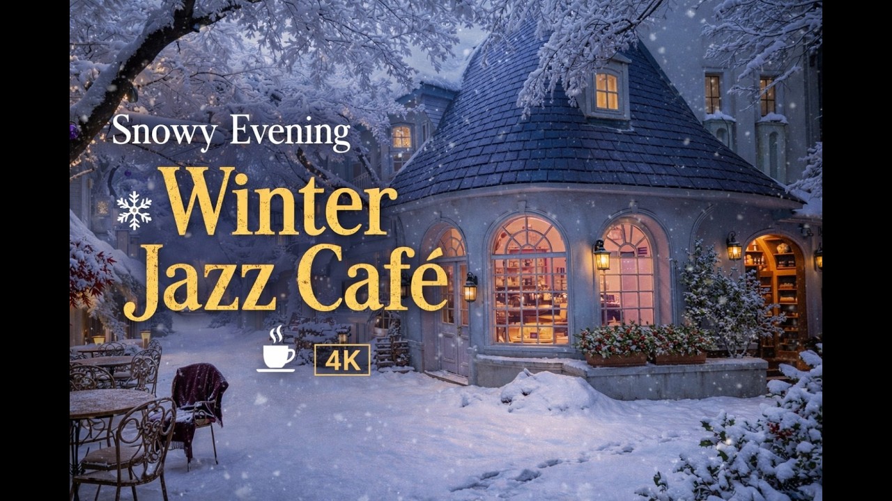 Snowy Evenings Cozy Winter Jazz Café ❄️☕ 4 Hours of Relaxing Jazz Music for Study, Work  (4K)