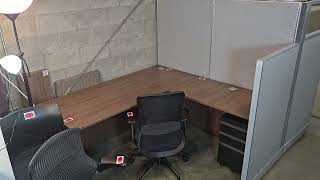 New 6×6 Web Cubicle Workstation with Modern Walnut Desk