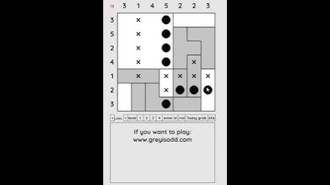 Grey is Odd - Today grids. Solution level 4 7X7 dated 05-11-2024 #logicpuzzles #logicgames  #games