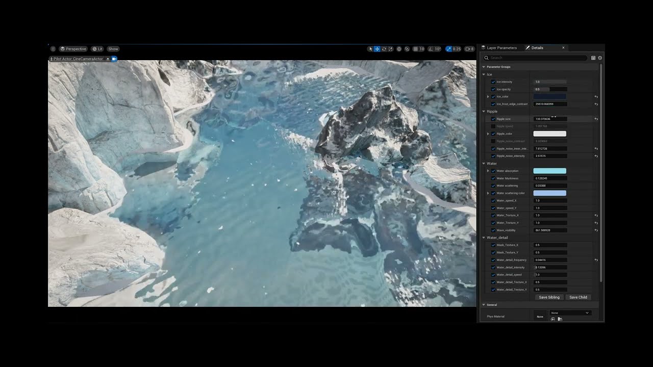 Unreal Engine 5.4 Material Showcase - water freeze into ice and custom ...