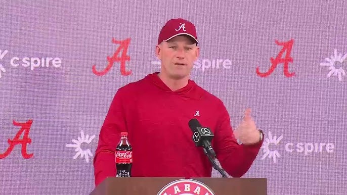 LIVE: Alabama football head coach Kalen DeBoer speaks following first spring practice - YouTube