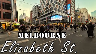 Iconic Melbourne CBD Elizabeth St | Dusk & Night walk | Autumn | 4K