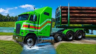 SpinTires:MudRunner GamePlay |Truck vs Extreme Broken Road with Speed Bumps53 #mudrunner #spintires screenshot 4