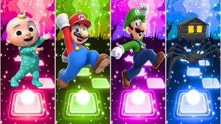 Cocomelon 🆚 Mario 🆚 Luigi 🆚 Spider House Head . Tiles Hop Duel ⚔️ 🎶 Who Is Best ?