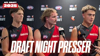 Sullivan Robey, Dyson Sharp, Jacob Farrow: Essendon triple draftee press conference | 2025 AFL Draft