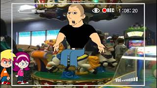 Wife Cam Childish Dad On The Merry Go Round At Chuck E Cheeses