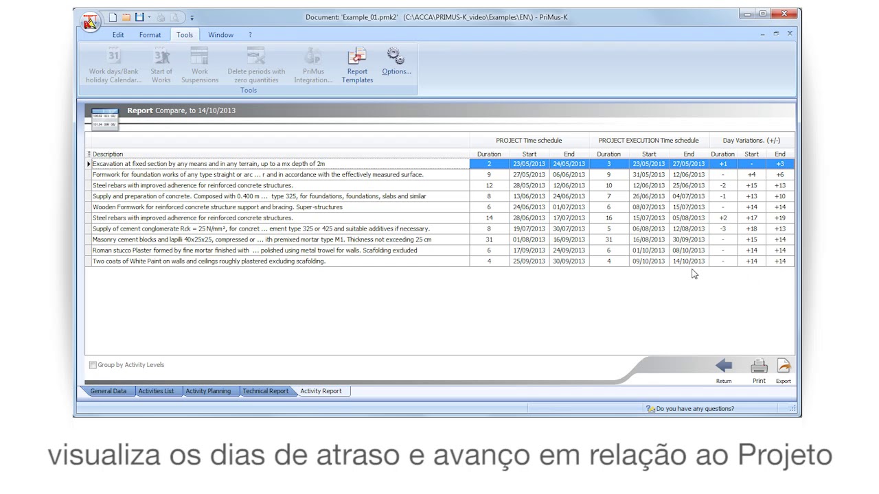 Vídeo Tutorial de PriMus KRONO - Report Comparacão - ACCA software ...