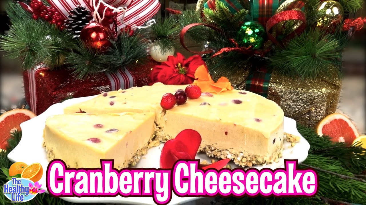 Cranberry Cheesecake raw vegan plant based non dairy recipe holiday christmas thanksgiving healthy c