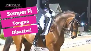 Semper Fidelis Waves Tongue At Judges During Grand Prix Freestyle With Heather Blitz