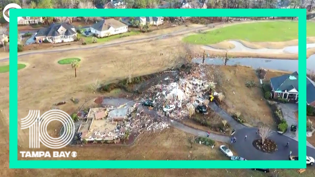 Damage from deadly tornado in Brunswick County North Carolina - YouTube